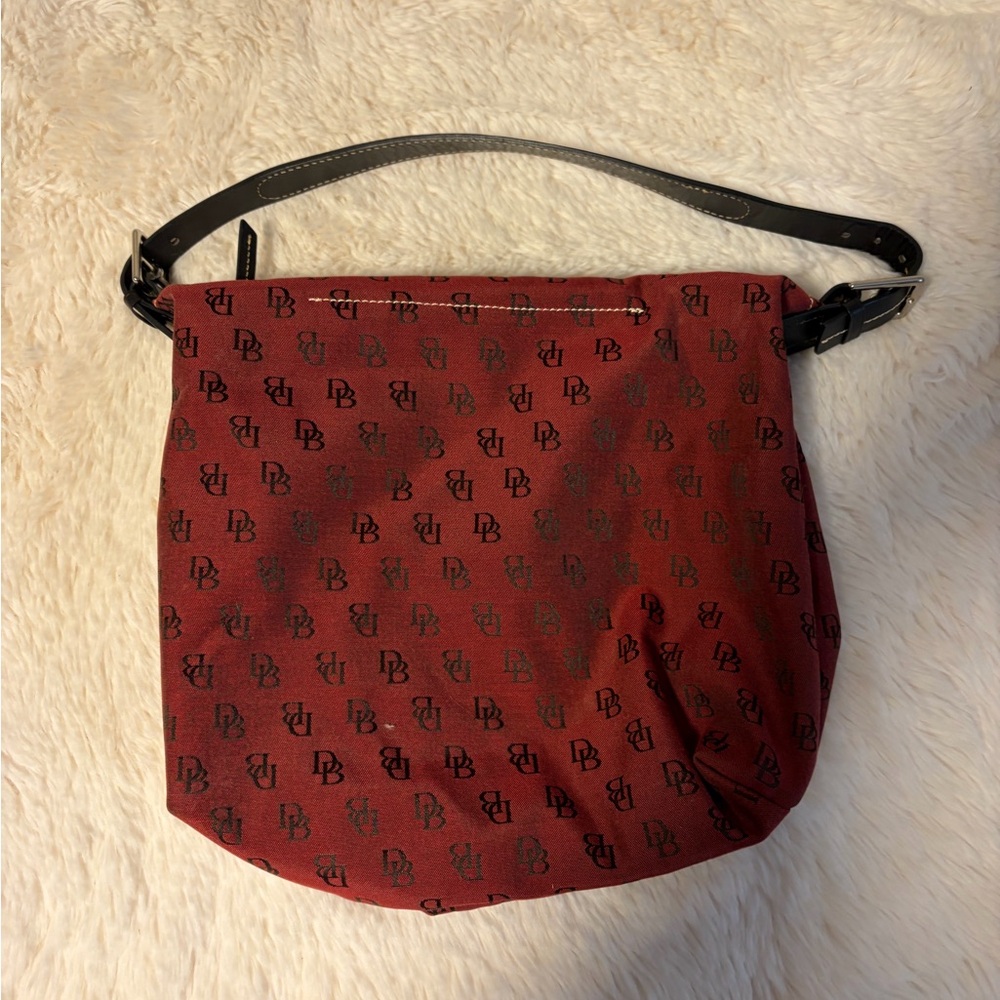 Dooney & Bourke Red Logo Shoulder Bag with Black Strap
